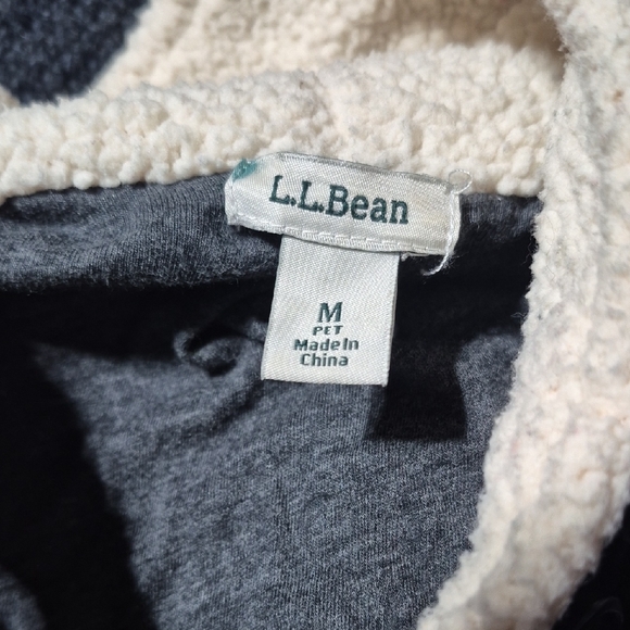 L.L. Bean Charcoal Hooded Cardigan with Ivory Trim - Picture 8 of 12